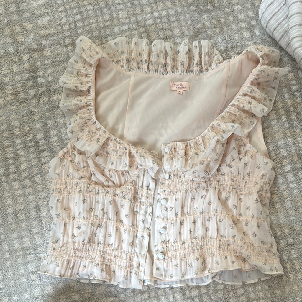 Camila Coelho Floral Ruffle Sleeveless Top